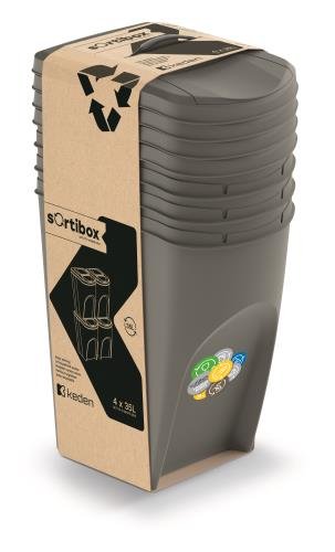 Sortibox Stackable  Grey 35L Bins- Pack Of 4