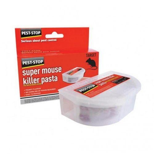Pre-baited mouse station with mouse killer pasta
