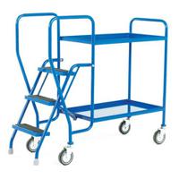 Order picking tray trolleys with 2 steel shelves