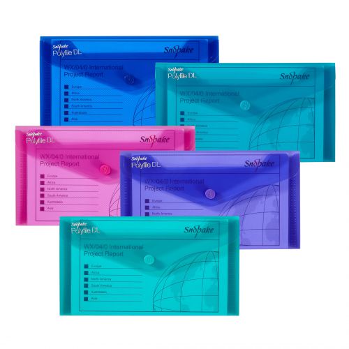 Snopake Polyfile Wallet File Polypropylene DL Electra Assorted Colours (Pack 5) - 10035 31861SN