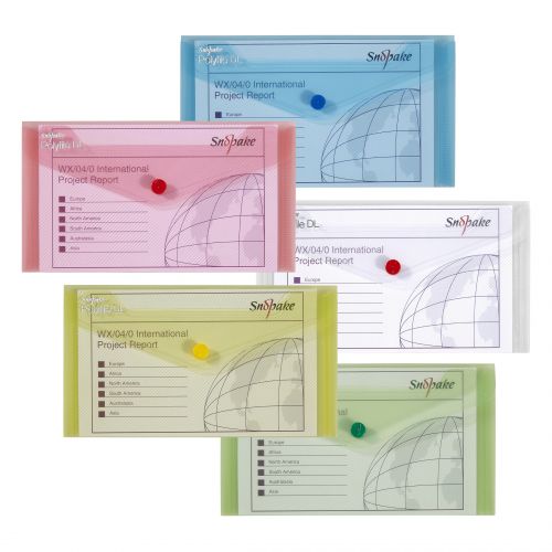 The Snopake Polyfile was launched in 1995, as a tough, elegant and environmentally-friendly alternative to the manilla folder. Manufactured from tough, long-lasting polypropylene, it is easy to wipe clean and is available in an array of vibrant colours and soft clear pastels. Complete with a coloured press-stud that ensures that documents stay safely inside the folder.