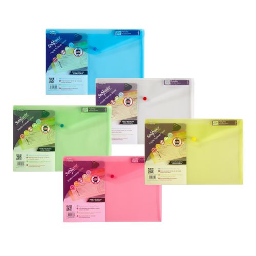 Snopake Polyfile Wallet File Polypropylene Foolscap Classic Assorted Colours (Pack 5)
