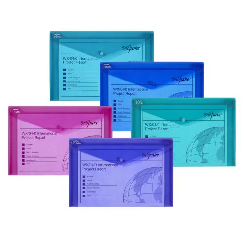 31329SN - Snopake Polyfile Wallet File Polypropylene Foolscap Electra Assorted Colours (Pack 5) - 10088
