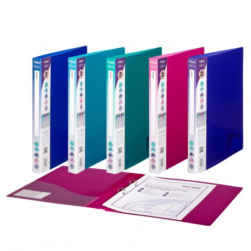 Snopake Superline Ring Binder 2 O-Ring A4 15mm Rings Electra Assorted (Pack 10) - 10126