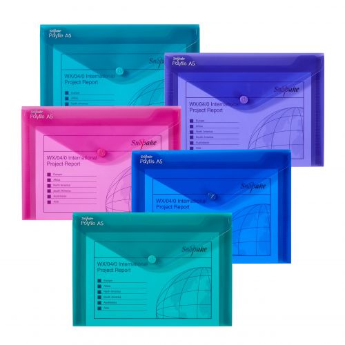Snopake Polyfile Wallet File Polypropylene A5 Electra Assorted Colours (Pack 5)