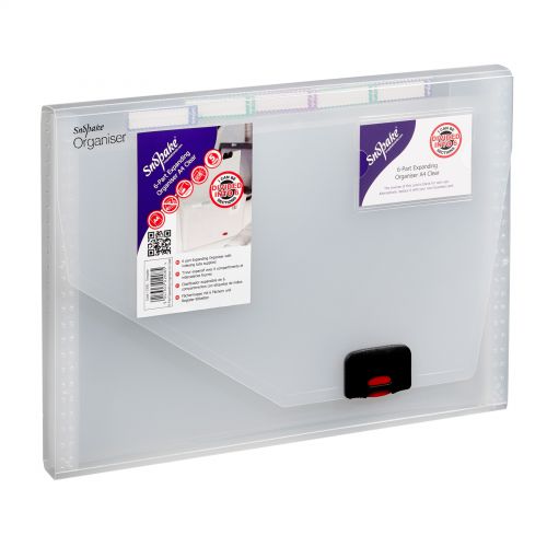 Snopake Expanding Organiser 6 Part A4 Clear (Includes coloured index tabs for personalisation) 11893 - SK11893
