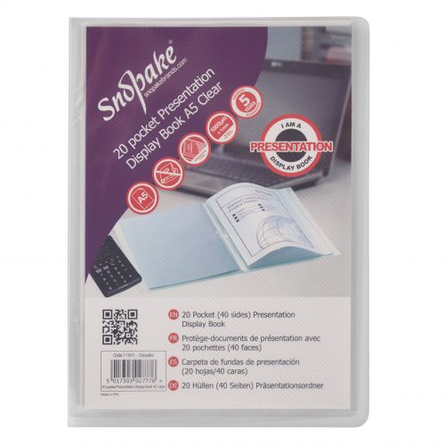 Snopake Superline A5 Display Book 20 Pocket Clear - 11941 Snopake Brands