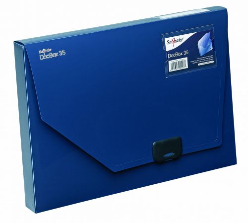 Snopake DocBox Polypropylene A4 35mm Spine Width Push Lock Closure Blue - 12858 Snopake Brands