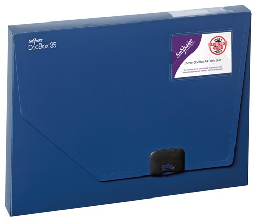 Snopake DocBox Polypropylene A4 35mm Spine Width Push Lock Closure Blue - 12858