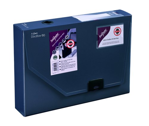 Snopake DocBox Polypropylene A4 60mm Spine Width Push Lock Closure Blue - 12867