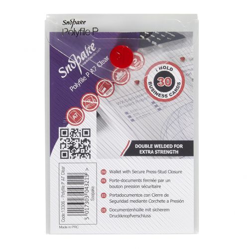 Snopake Polyfile P File Wallet Portrait A7 Clear (Pack of 5) 13306