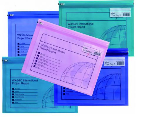 Snopake Zippa Bag S A4 Electra Assorted (Pack 25) 14141