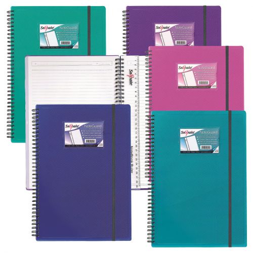 Snopake NoteGuard 75 Sheets/150 Pages A4 Notebook Electra Assorted (Pack 5) 14321