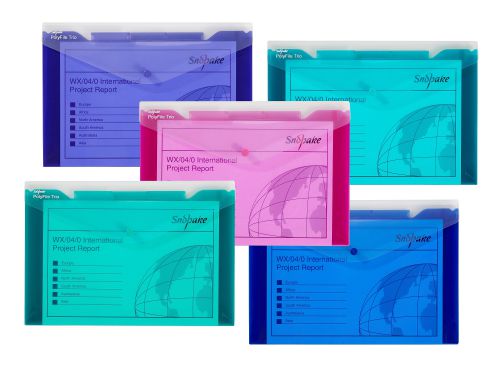 31336SN - Snopake Polyfile Trio Wallet File Polypropylene Foolscap Electra Assorted Colours (Pack 5) - 14967