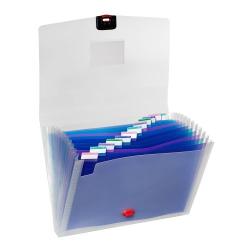 Snopake Electra Multicoloured Expanding Organiser File 13-Part A4 Clear 15173