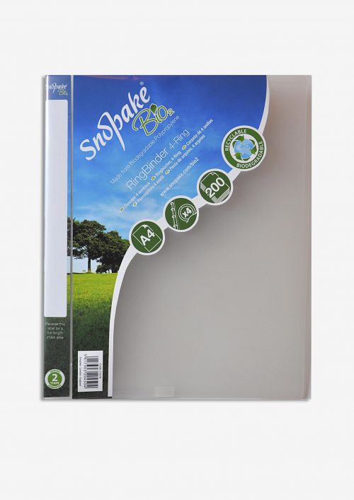 Snopake Bio2 Ring Binder Biodegradable Polypropylene 2 O-Ring Size 25mm A4 Clear Ref 15431 [Pack 10]