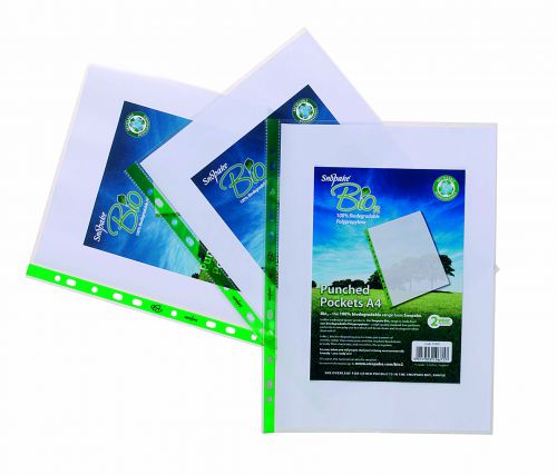 Snopake Bio2 Pocket Oxo-biodegradable Blue Strip Top-opening 60 Micron A4 Clear Ref 15440 [Pack 100]