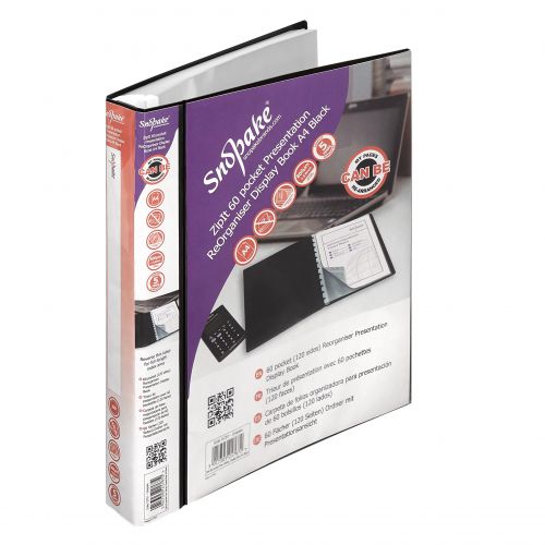 Snopake ReOrganiser A4 Display Book 60 Pocket Black - 15781