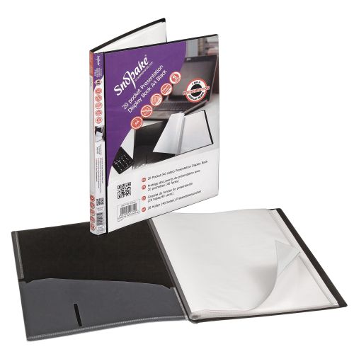 Snopake Presentations Display Book 20 Pocket/40 Sides to View A4 Black 15782