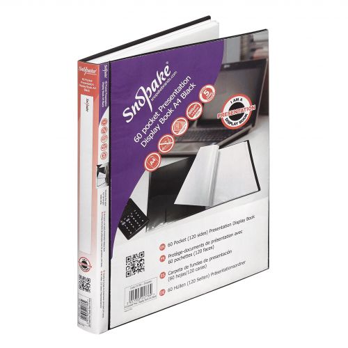 Snopake Presentations Display Book 60 Pocket/120 Sides to View A4 Black 15784