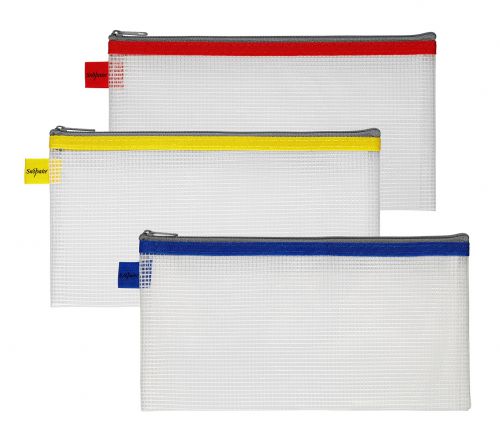 Snopake Mesh Zippa Bag EVA DL 300 Mircon Assorted Colours (Pack 3) - 15817 32183SN Buy online at Office 5Star or contact us Tel 01594 810081 for assistance
