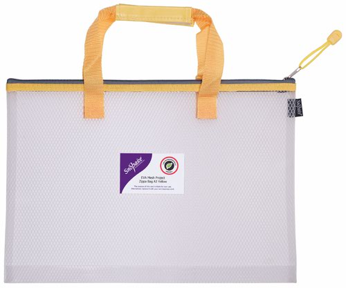 Snopake EVA Mesh High Capacity Project Zippa Bag A3 480x350mm Yellow 15877 Document Wallets PF1047