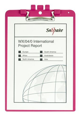 Snopake Clipboard A4 Pink- 1 Board