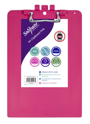 Snopake Clipboard A4 Pink- 1 Board