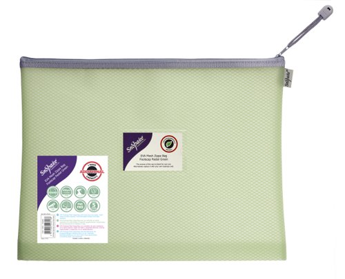 EVA Mesh Zippa Bag Foolscap Pastel Green (3 Bags) 15905 Document Wallets PF1029