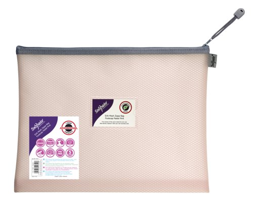 EVA Mesh Zippa Bag Foolscap Pastel Pink (3 Bags) 15906 Document Wallets PF1028