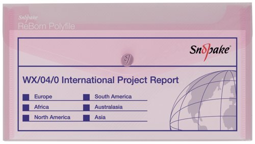 Snopake ReBorn DL Polyfile Popper Wallet with Press-Stud Closure Pastel PK5 15908
