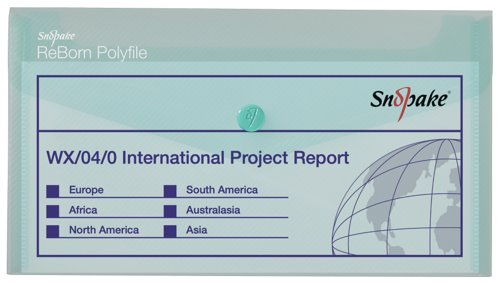 Snopake ReBorn DL Polyfile Popper Wallet with Press-Stud Closure Pastel PK5 15908