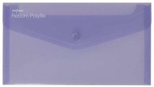Snopake ReBorn DL Polyfile Popper Wallet with Press-Stud Closure Pastel PK5 15908