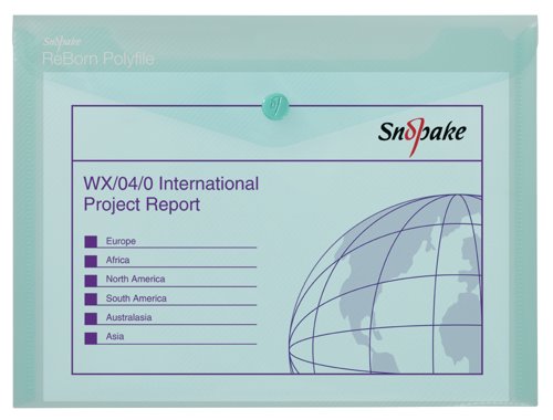 Snopake ReBorn A5 Polyfile Popper Wallet with Press-Stud Closure Pastel PK5 15910