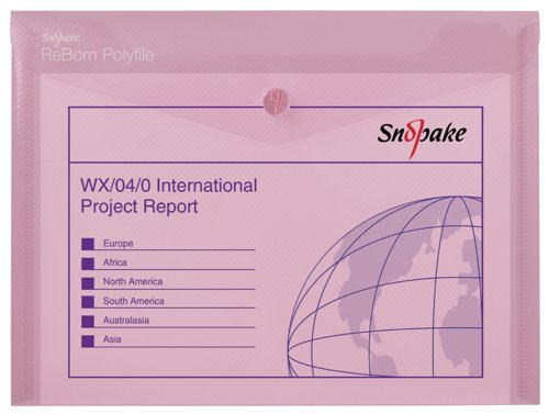 Snopake ReBorn A5 Polyfile Popper Wallet with Press-Stud Closure Pastel PK5 15910