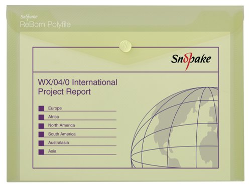 Snopake ReBorn A5 Polyfile Popper Wallet with Press-Stud Closure Pastel PK5 15910
