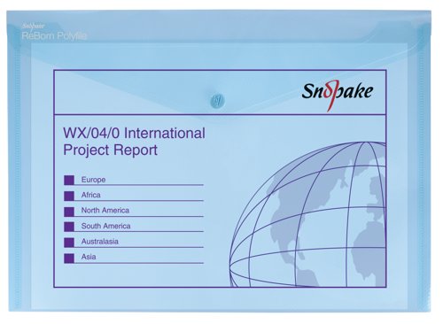 26172SN | ReBorn from 100% recycled, heavy-gauge and tough polypropylene, Snopake’s ReBorn Popper Wallets are the responsible and eco-friendly choice.