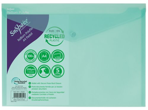 26172SN | ReBorn from 100% recycled, heavy-gauge and tough polypropylene, Snopake’s ReBorn Popper Wallets are the responsible and eco-friendly choice.