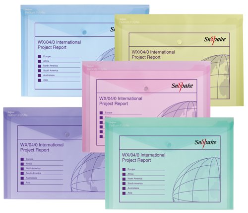 26172SN | ReBorn from 100% recycled, heavy-gauge and tough polypropylene, Snopake’s ReBorn Popper Wallets are the responsible and eco-friendly choice.