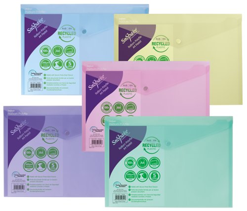 26172SN | ReBorn from 100% recycled, heavy-gauge and tough polypropylene, Snopake’s ReBorn Popper Wallets are the responsible and eco-friendly choice.