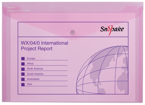 26172SN | ReBorn from 100% recycled, heavy-gauge and tough polypropylene, Snopake’s ReBorn Popper Wallets are the responsible and eco-friendly choice.