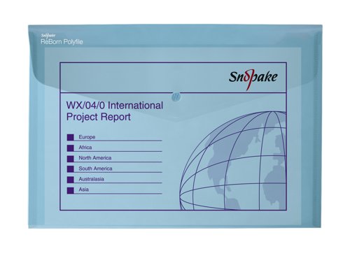 26179SN | ReBorn from 100% recycled, heavy-gauge and tough polypropylene, Snopake’s ReBorn Popper Wallets are the responsible and eco-friendly choice.