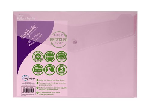 26179SN | ReBorn from 100% recycled, heavy-gauge and tough polypropylene, Snopake’s ReBorn Popper Wallets are the responsible and eco-friendly choice.