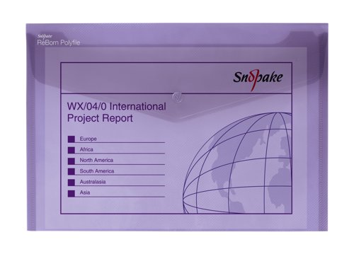 26179SN | ReBorn from 100% recycled, heavy-gauge and tough polypropylene, Snopake’s ReBorn Popper Wallets are the responsible and eco-friendly choice.