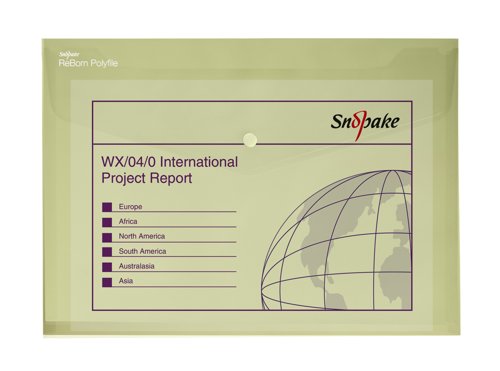 26179SN | ReBorn from 100% recycled, heavy-gauge and tough polypropylene, Snopake’s ReBorn Popper Wallets are the responsible and eco-friendly choice.