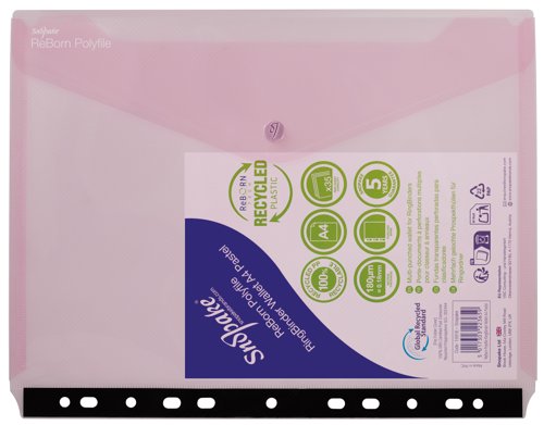 26186SN | ReBorn from 100% recycled, heavy-gauge and tough polypropylene, Snopake’s ReBorn Polyfile Ringbinder Wallets are the responsible and eco-friendly choice.
