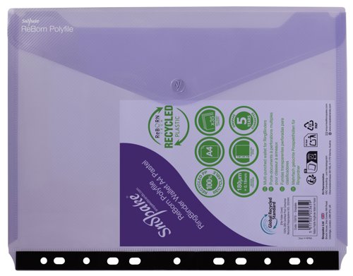 26186SN | ReBorn from 100% recycled, heavy-gauge and tough polypropylene, Snopake’s ReBorn Polyfile Ringbinder Wallets are the responsible and eco-friendly choice.