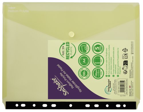 26186SN | ReBorn from 100% recycled, heavy-gauge and tough polypropylene, Snopake’s ReBorn Polyfile Ringbinder Wallets are the responsible and eco-friendly choice.