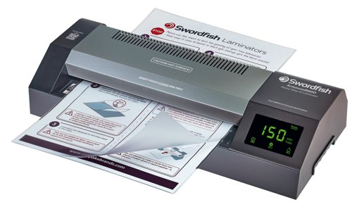 The Swordfish Armoured660D A3  is a fast steel-cased heavy duty laminator, suitable for all pouches up to A3 size. It is equipped with sophisticated touch control with simplified user controls, large 26.5mm precision rollers and a steel cooling plate – all of which combine to give perfect laminations. A removable top cover gives easy access to the rollers for cleaning – so jams caused by sticky rollers become a thing of the past.