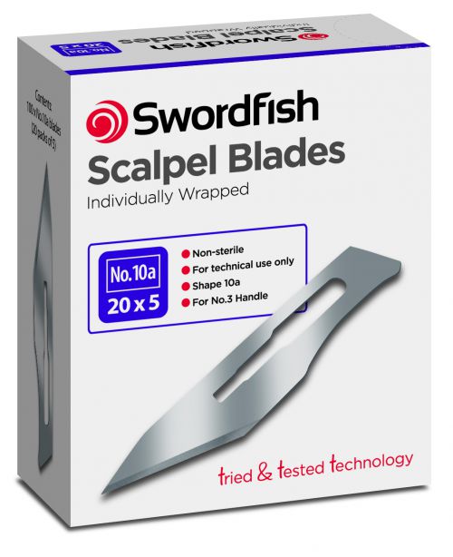 Swordfish Scalpel Blades No.10A Metal (Pack of 100) 43802